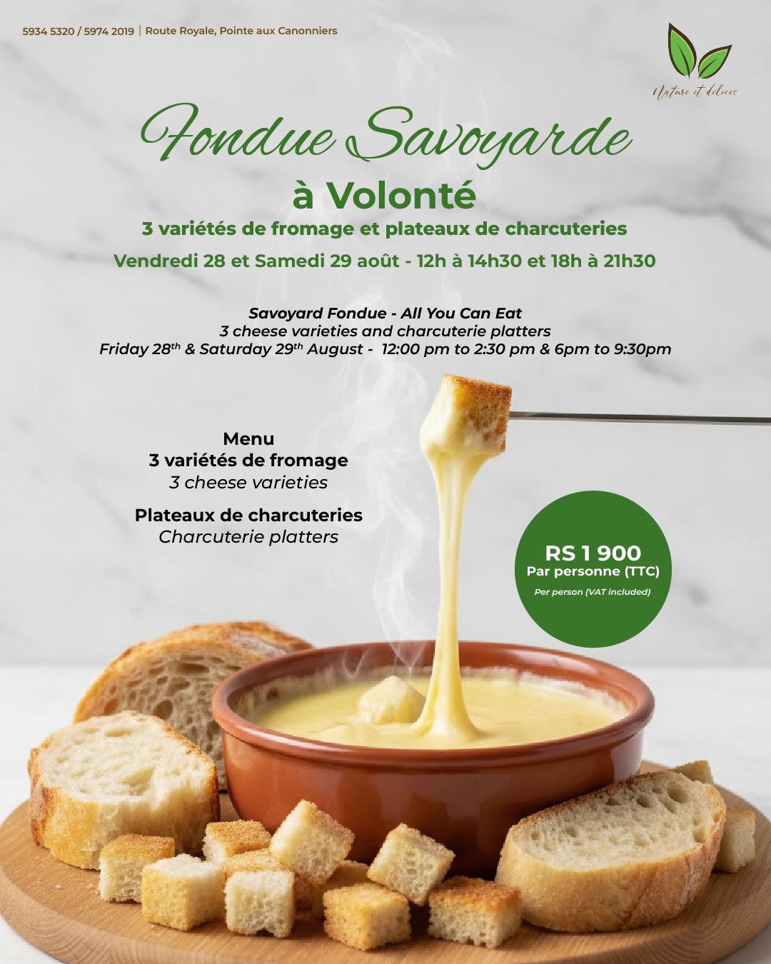 Fondue Savoyarde à volonté