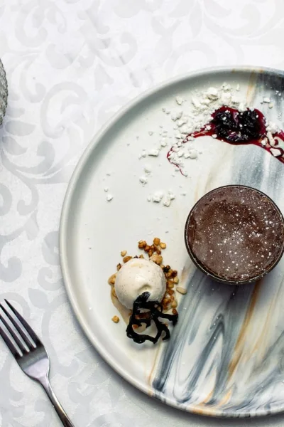 coulant au chocolat et sa glace vanille
